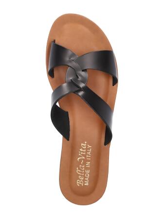 BELLA VITA Womens Black Twisted Padded Lightweight Dov-italy Open Toe Slip On Leather Slide Sandals Shoes 6.5 M alternate image