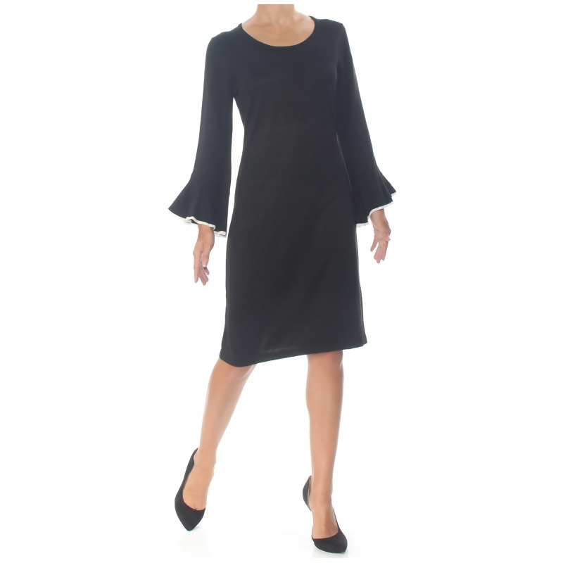 calvin klein black bell sleeve dress