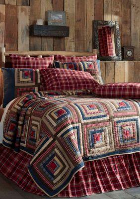 Ashton Willow Blue Rustic Lodge Bedding Harvey Cabin Cotton Patchwork Quilt Navy Queen