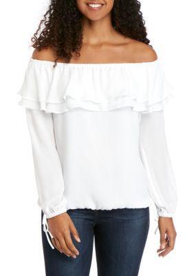 Michael kors ruffle off the shoulder peasant top Clearance