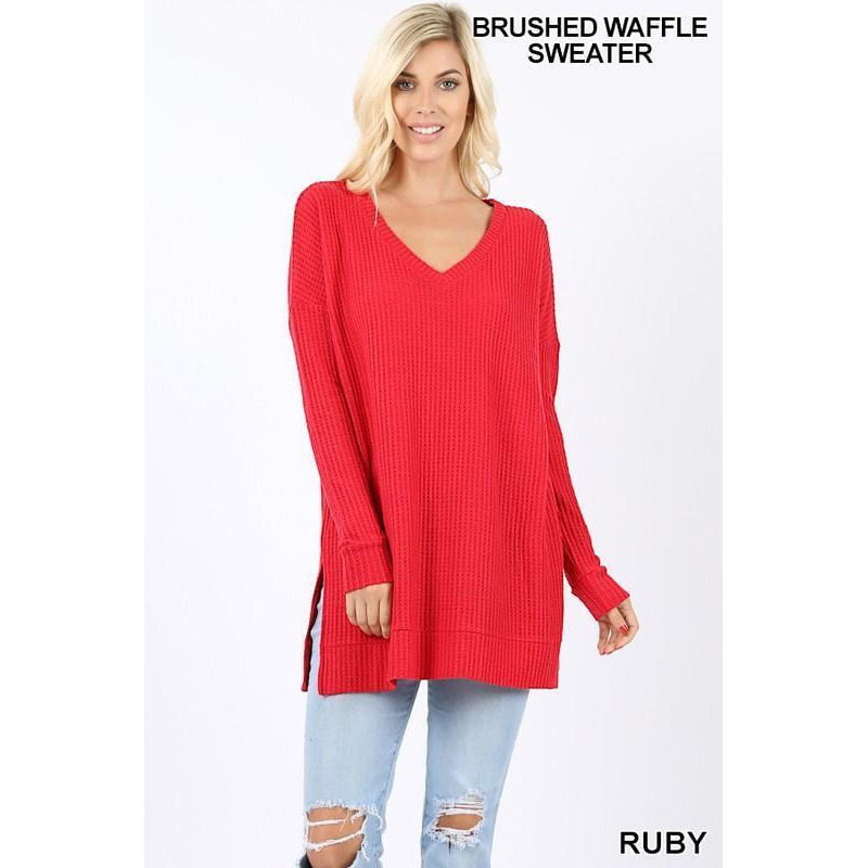 waffle v neck sweater