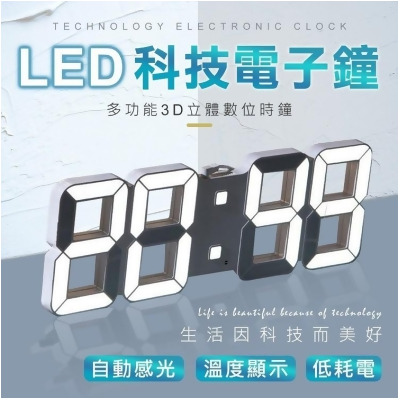 LED 3D立體數字時鐘 電子時鐘 USB時鐘 可壁掛 科技電子鐘 數字鐘 電子鬧鐘 掛鐘 萬年曆 