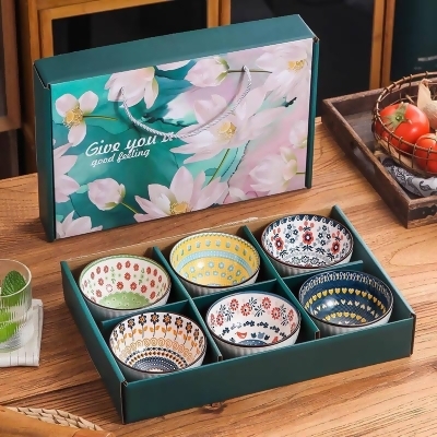 《現貨》新中式花滿圓 6入陶瓷碗禮盒 