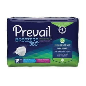 Prevail Unisex Breezers 360 Maximum Absorbency Incontinence Briefs  Size 2  18 Count