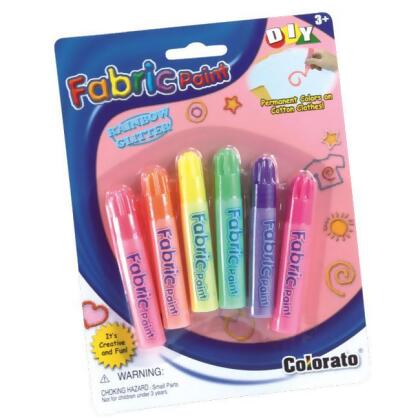6 RAINBOW GLITTER FABRIC PAINT 