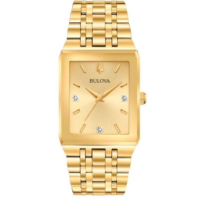 Bulova Women's Quadra Gold Dial Watch - 97D120 