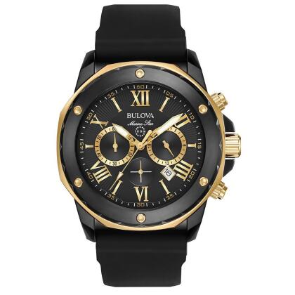 Bulova Men's Marine Star Black Dial Watch - 98B278 