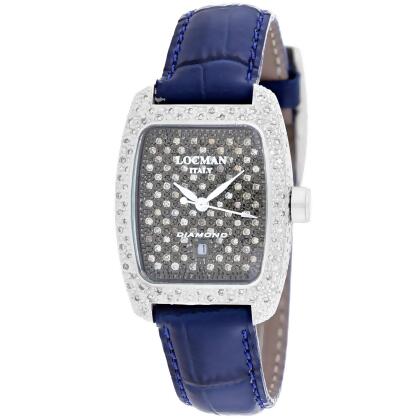 Locman Women's Diamond Grey Dial Watch - 485DLDC/BL 