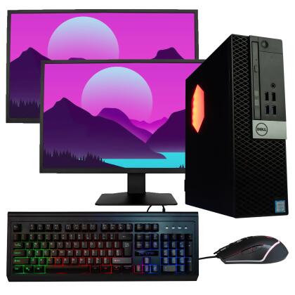 Dell OptiPlex 7040 Desktop Computer PC w/ RGB Lighting, Ultra-Fast Intel i5, 16GB DDR4 RAM, 500GB SSD, DVD, WiFi, Dual 19