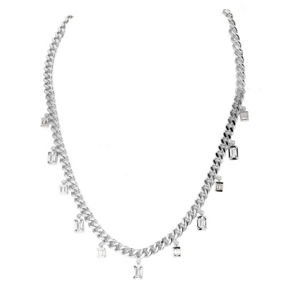 SERENA - Baguette Drop Link Necklace (SPECIAL) Go to SHOPGLOBAL.COM