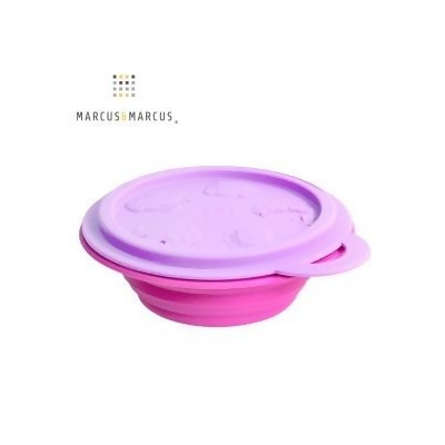 加拿大Marcus&Marcus 動物樂園矽膠摺疊碗-鯨魚(紫碗蓋/桃紅碗) 