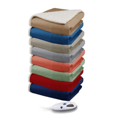 Pure Warmth Velour Sherpa Electric Heated Warming Throw Blanket Digital Washable Auto Shut Off 6 Heat Settings 