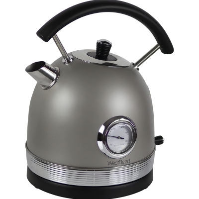 West Bend Electric Kettle Retro-Styled Stainless Steel 1500 Watts with Auto-Shutoff & Boil-Dry Protection, 1.7-Liter, Gray 