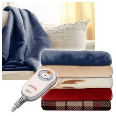 Sunbeam Microplush Electric Heated Throw Blanket - Assorted Colors / Patterns 