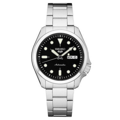 Seiko SRPE55 5 Sports 24-Jewel Stainless Steel Watch with Black Dial and White Accents 