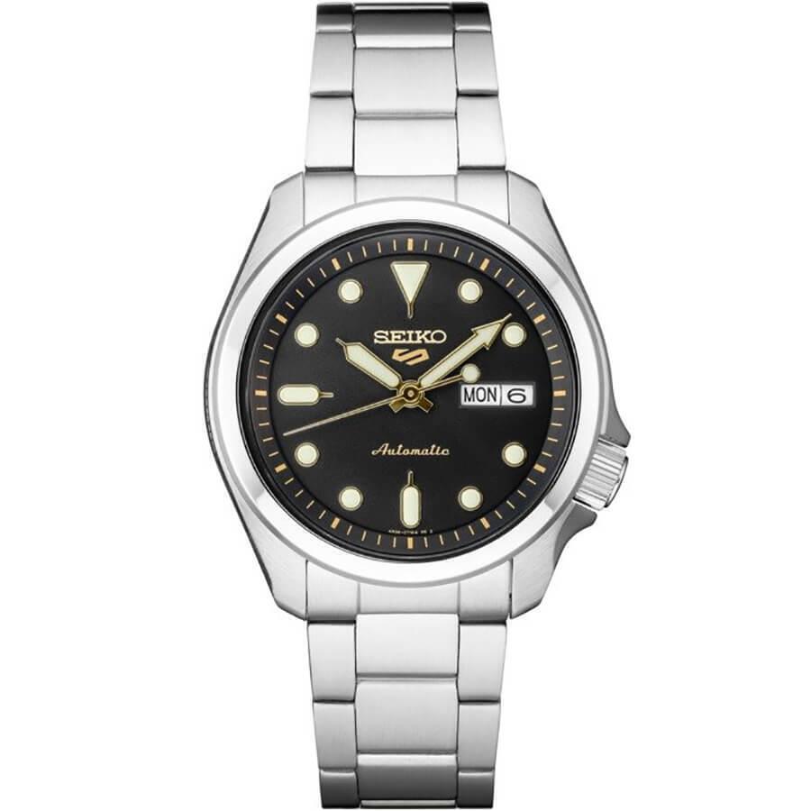 Seiko SRPE57 5 Sports 24-Jewel Stainless Steel Watch with Black Dial