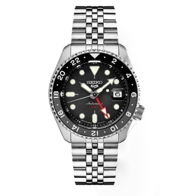 Seiko SSK001 5 Mens SKX GMT Series Sports Watch - Stainless Steel/Black Dial 