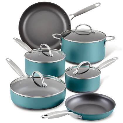 Anolon 85115 10-Piece Achieve Hard Anodized Nonstick Cookware Set - Teal 