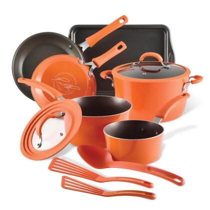 Rachael Ray 14795 11-Piece Nonstick Cookware Set - Orange 