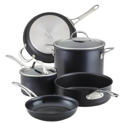 Anolon 14336 X Hybrid Nonstick Cookware Induction Pots and Pans Set, 7-Piece, Charcoal Gray 