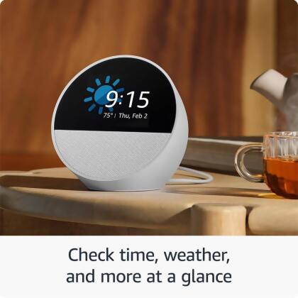 Amazon ECHOSPOTWH Echo Spot 2024 Smart Alarm with Alexa - Glacier White alternate image