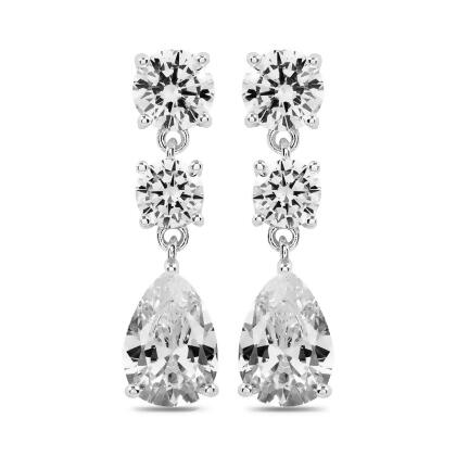 CLARA – Three Stone Drop Earrings 