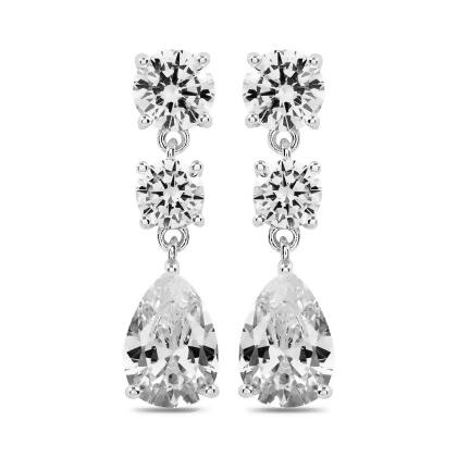 CLARA – Three Stone Drop Earrings