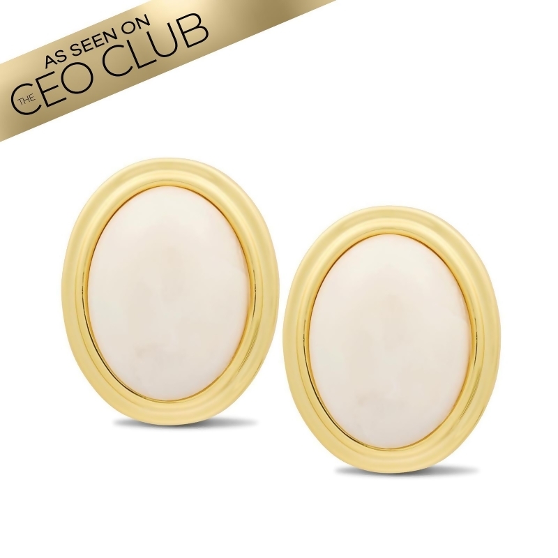 MAEVE – Oval Cream Opal Clip-on Earrings