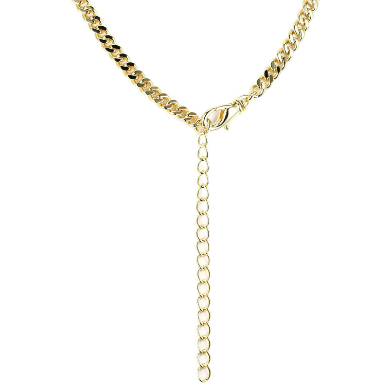 Layered SERENA - Baguette Drop Link Necklace clasp in gold