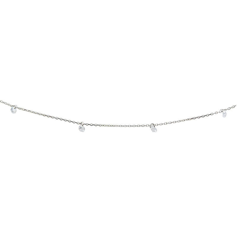 Closeup of Layered DESI - Pierced Round Cut Necklace, in silver