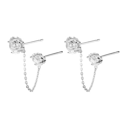 LORENA – Dual Stud Chain Earrings alternate image