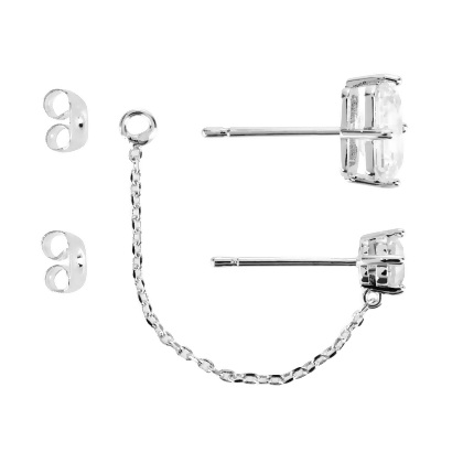 LORENA – Dual Stud Chain Earrings alternate image
