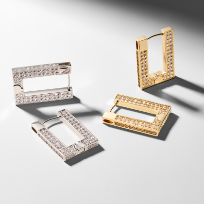 RUE – Pavé Rectangle Hoop Earrings alternate image