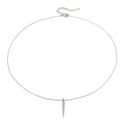Layered Heidi - Pave Stick Necklace in silver