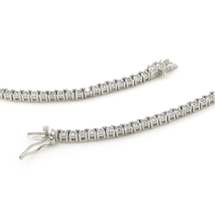 Closeup of clasp and stones Hailey - Round Cut Tennis Necklace in silver