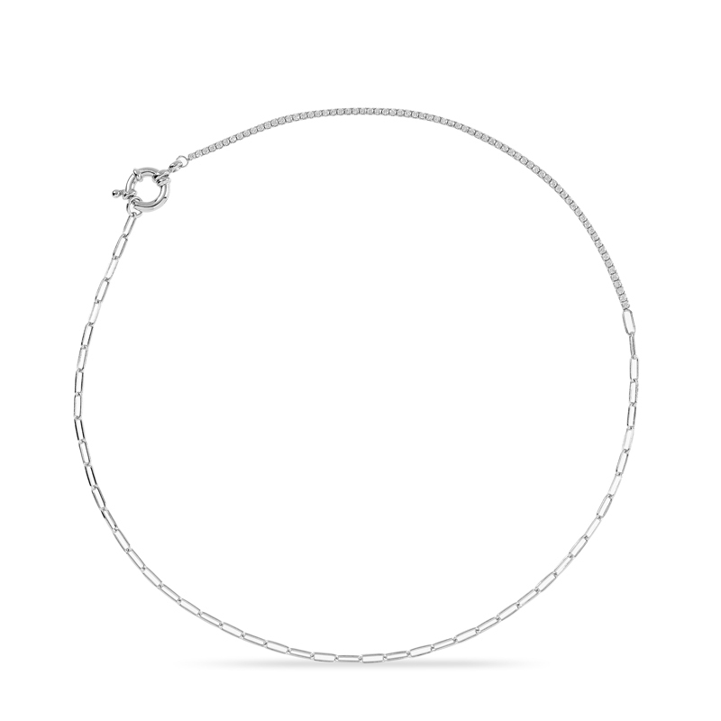 Layered ARIA - Multi Use Link and Stone Choker shown in silver