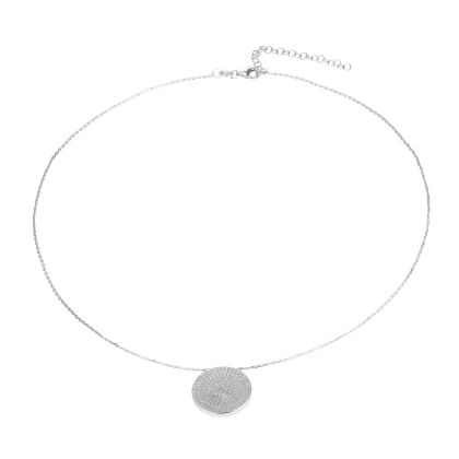 Layered KAMILA Pave Coin Pendant in silver