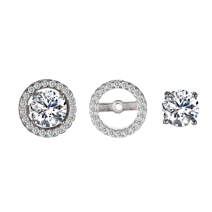 Closeup pf Layered Alexis - Halo Earring Studs in silver, shown as one separated