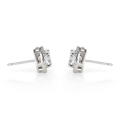Closeup of Layered ALEXIS - Halo Earring Studs in silver 