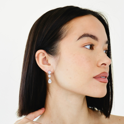 CLARA – Three Stone Drop Earrings alternate image