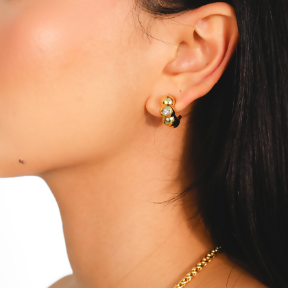RYLIE &ndash; Bubble Half Hoop Earrings alternate image