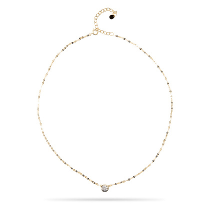 Layered KATIE - Textured Solitaire Necklace in gold