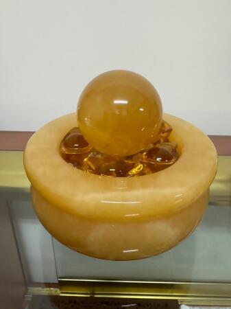 聚寶盆 (黃玉+黃水晶球 ) 