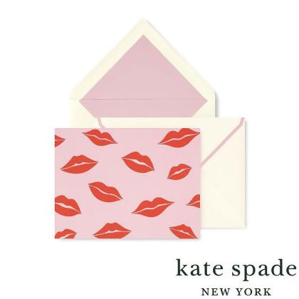 Kate Spade Foldover Card Set, Lips 唇唇欲動紅印卡片信封組 