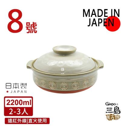 【銀峰】日本萬古燒花三島8號砂鍋(2-3人) 