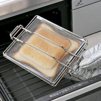 日本高木金屬 日製烤箱專用18-8不鏽鋼熱壓吐司烤網夾 