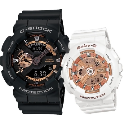 CASIO 卡西歐 重機情侶手錶 對錶(GA-110RG-1A+BA-110-7A1) 