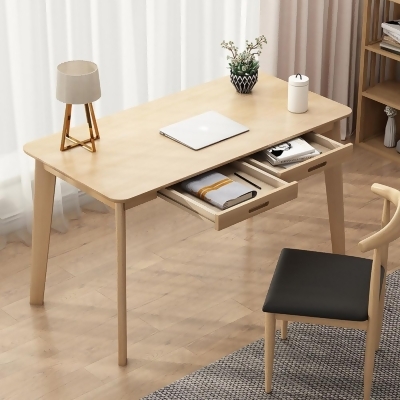 【AOTTO】北歐風實木桌腳雙抽屜書桌 電腦桌(工作桌 化妝桌 桌子 辦公桌) 