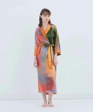 【Foo Tokyo】東京設計師限定款 渡假真絲高檔睡袍/迷霧湖畔/FREE 