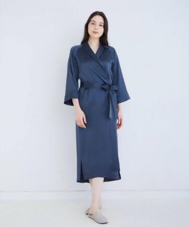 【Foo Tokyo】純真絲睡袍/木碳灰/FREE 